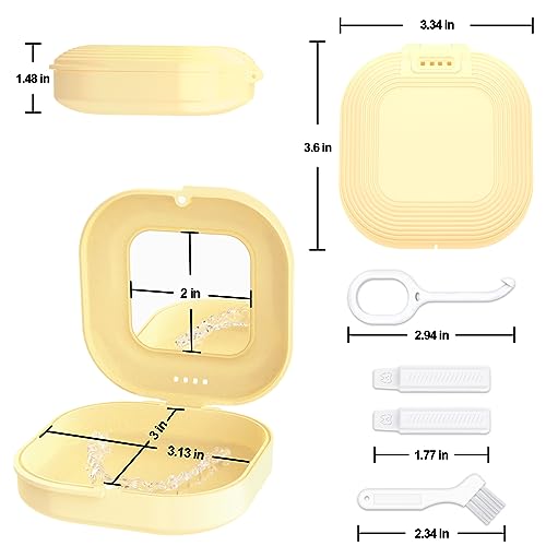 Retainer Case with Mirror and Vent Holes, Cute Retainer Holder Case Compatible with Invisalign HeigoeostAu supplements