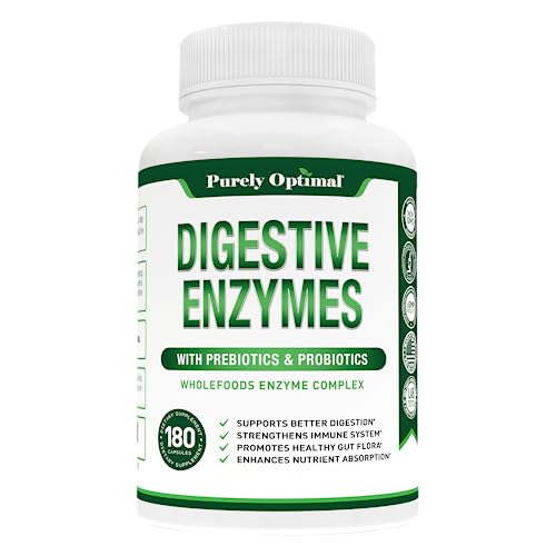 Purely Optimal Premium Digestive Enzymes Plus Prebiotics & Probiotics - for Better Digestio Purely OptimalUS supplements
