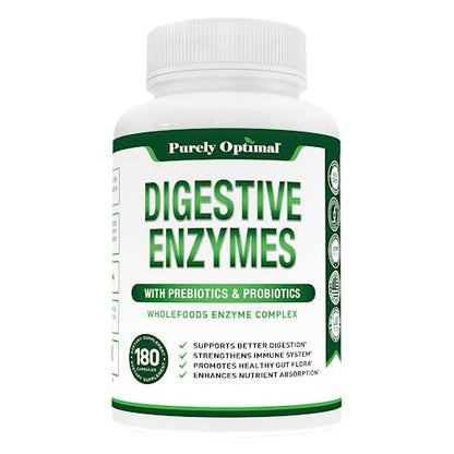 Purely Optimal Premium Digestive Enzymes Plus Prebiotics & Probiotics - for Better Digestio Purely OptimalUS supplements