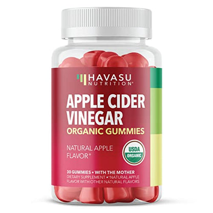 HAVASU NUTRITION Organic Apple Cider Vinegar Gummies with The Mother | Metabolism Stomach Control & Energy Support | Vegan & Non-GMO Natural Apple Flavor | 30 Count HAVASU NUTRITIONUS supplements