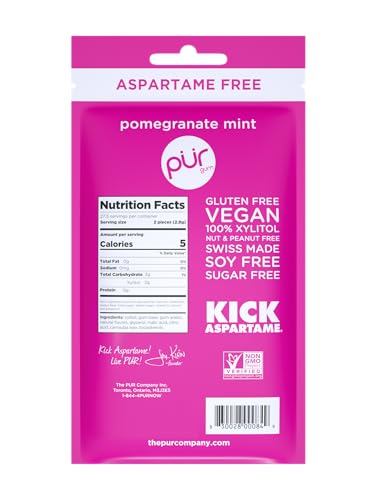 PUR Gum | Aspartame Free Chewing Gum | 100% Xylitol | Natural Pomegranate PURUS supplements