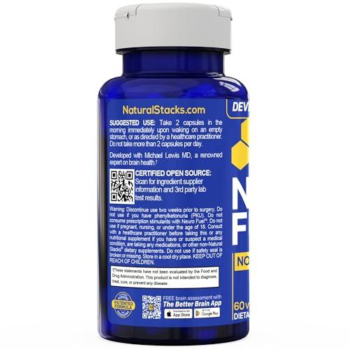 NATURAL STACKS NeuroFuel Nootropic with Zembrin - Doctor Developed Memory & Focus Supplement - Kanna Extract Sceletium Tortuosum - Nootropic Brain Supplement for Focus - 60 Zembrin Capsules NATURAL STACKSAu supplements