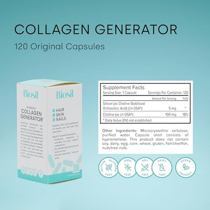 Biosil Collagen Generator - 120 Capsules - with Patented ch-OSA Complex - Generates & Protects BioSilUS supplements