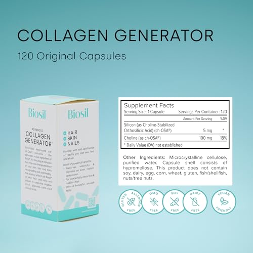 Biosil Collagen Generator - 120 Capsules - with Patented ch-OSA Complex - Generates & Protects BioSilAu supplements