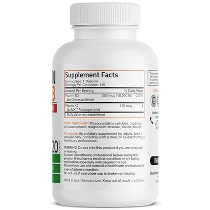Bronson Vitamin K2 (MK7) with D3 Extra Strength Supplement Bone and Heart Health Non BronsonUS supplements