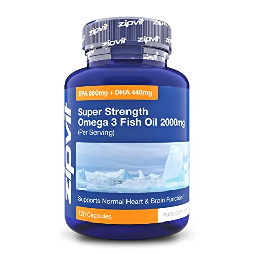 Omega 3 Fish Oil 2000mg, EPA 660mg DHA 440mg per Daily Serving. 120 Capsules ZipvitUS supplements
