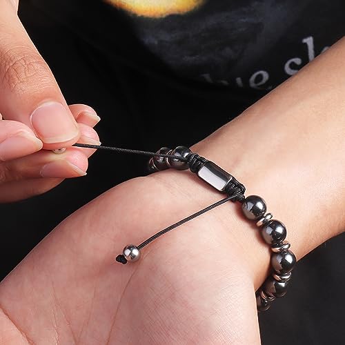 CARITATE Magnetic Hematite Bracelet for Women and Men, Healing Energy Beaded Bracelet CARITATEUS supplements