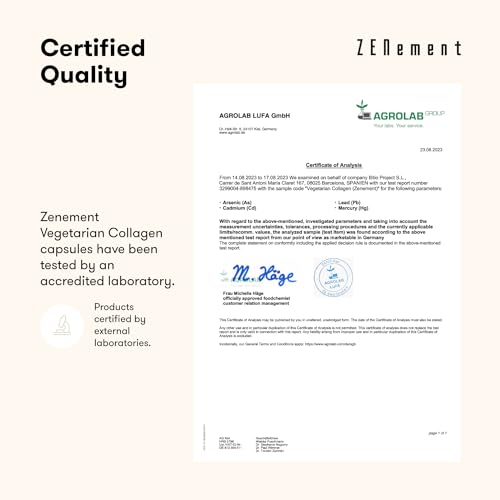 Vegetarian Collagen, from Organic Eggshell Membrane, 120 Capsules | with Glucosamine, Chondroitin, Hyaluronic Acid and Plant Extracts ZenementAu supplements