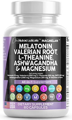Melatonin 10mg Valerian Root 6000mg L Theanine 200mg Ashwagandha Clean NutraceuticalsUS supplements