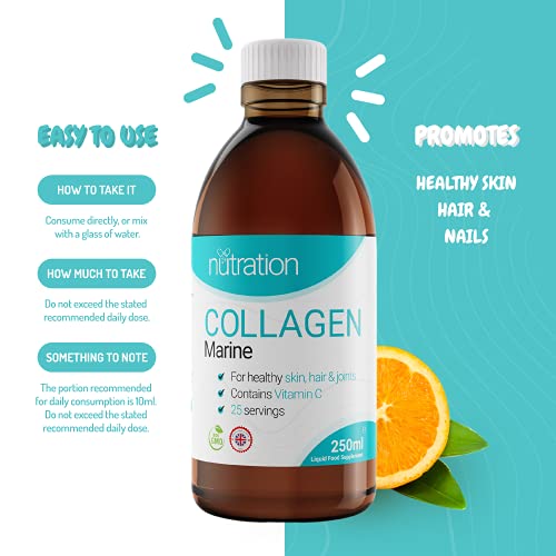 Marine Collagen Liquid | 25 x 10ml Servings | Liquid Collagen Drink for Women and Men | Pure Marine Collagen for Strong Bones & Joints NutrationAu supplements