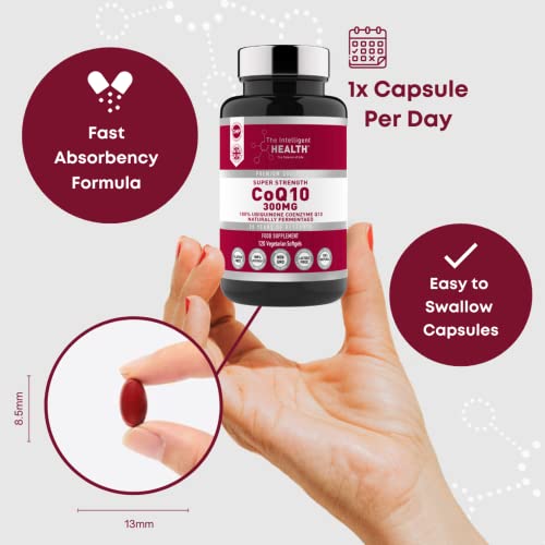 Ubiquinone Coenzyme Q10 300mg Softgel Capsules, 120 Super Strength Vegan Friendly The Intelligent HealthUS supplements