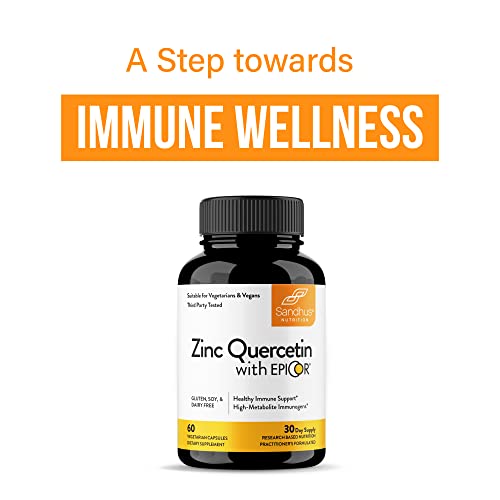 Sandhu's Zinc Quercetin with EpiCor® 60 Vegetarian Capsules - Gluten-Free Zinc Sandhu'sUS supplements