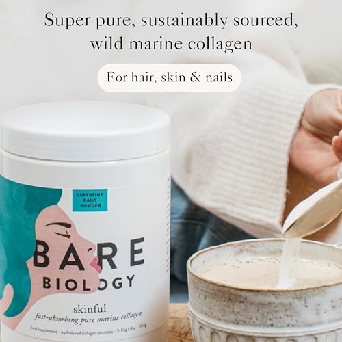 Bare Biology Collagen Powder, 300g/60 Servings - Skinful Pure Marine Collagen Supplement for Skin Bare BiologyAu supplements