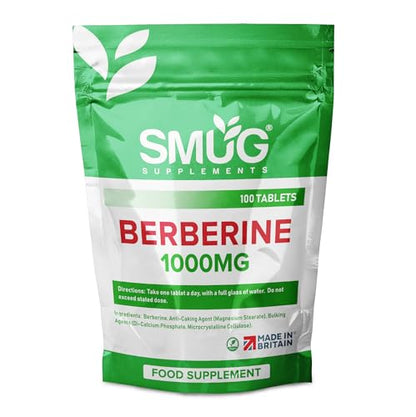 SMUG Supplements Berberine Tablets - 100 High Strength 1000mg Pills - Can Promote SMUG SupplementsUS supplements