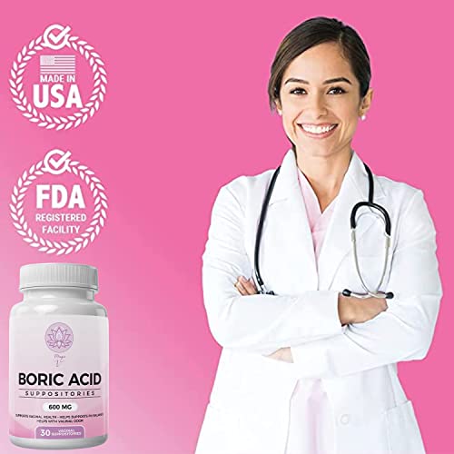Magic V Steam Boric Acid Suppositories 600 MG 30 Count Optimal PH Support Made in The USA Magic V SteamAu supplements