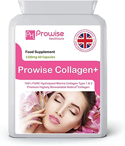 Marine Collagen Type 1 and Type 2 1200mg - 60 Capsules | UK Manufactured PH PROWISE HealthcareAu supplements