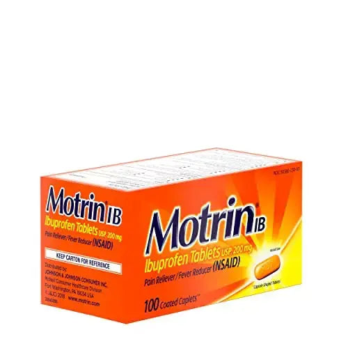 Motrin IB, Ibuprofen 200mg Tablets, Pain Reliever & Fever Reducer for Muscular Aches, Headache, Backache, Menstrual Cramps & Minor Arthritis Pain, NSAID, 100 Ct MotrinAu supplements