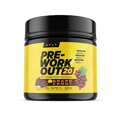 HTLT Pre-Workout Powder - 60 Servings, Non-Itch, No Beta Alanine (Grape Candy) HTLT SuppsUS supplements