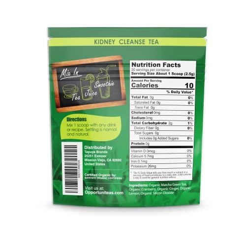 Opportuniteas Organic Kidney Detox Tea- Matcha Green Tea, Cranberry, Lemon & Ginger OpportuniteasUS supplements