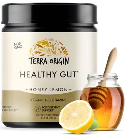 TERRA ORIGIN Healthy Gut Powder (Honey Lemon) | 30-Servings with L-Glutamine TERRA ORIGINUS supplements