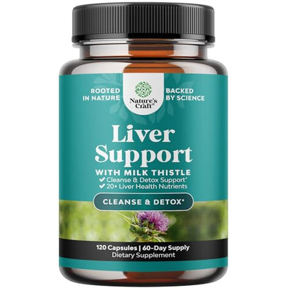 Liver Cleanse Detox & Repair Formula - Herbal Liver Support Supplement with Milk Thistle Natures CraftUS supplements