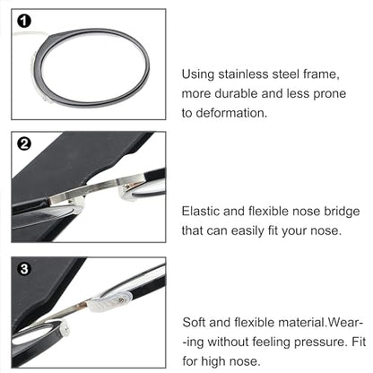 COVESATO Mini Armless Reading Glasses for Men Women Slim Thin Clip on Nose Readers COVESATOUS supplements