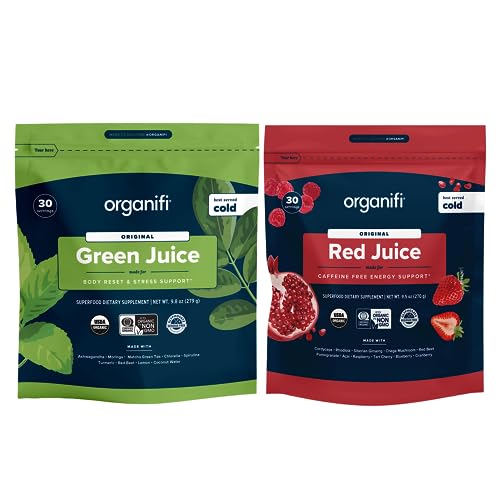 Organifi Green Juice and Red Juice Bundle - 30 Day Supply - Delicious, Refreshing Organic OrganifiUS supplements