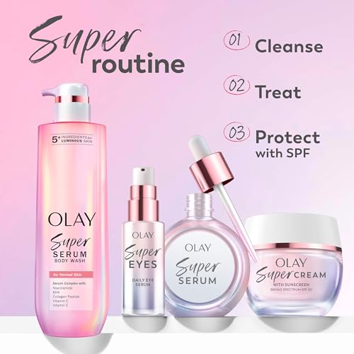 Olay Super Serum - Glow Serum for Face - Activated Niacinamide, Vitamin C & E, Collagen Peptide, AHA - 5-in-1 Benefits - Brightens, Hydrates, Smooths, Firms, Evens Tone, Proactive Anti-Aging, 1.7 Oz OlayAu supplements