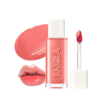 INGA Water Glow Lip Tint | Hydrating, Glossy Korean Lip Tint with Sheer Color & Glass-Like Shine | Long-Lasting, Non-Sticky Korean Lip Stain (RICH SALMON) INGAAu supplements