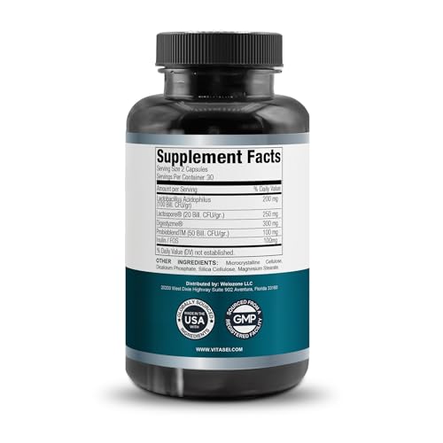VITASEI Happy Flora, Probiotic Supplement 170 Billion CFU for a Healthy Gut Health with enzymes for Digestion, probiotics for Women and Men, 1 Bottle - 60 Capsules VITASEIAu supplements