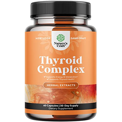 Thyroid Support Natural Complex Supplement Capsules with Vitamin B-12 Natures CraftUS supplements