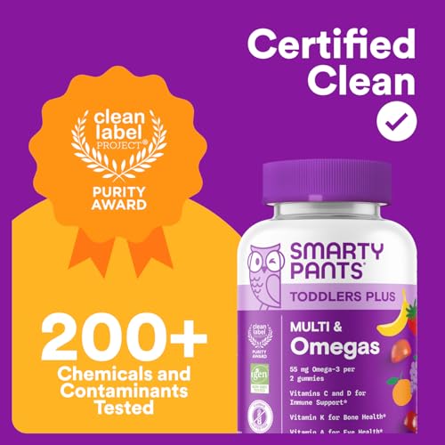 SmartyPants Toddler Multivitamin Gummies - Improved Formula: Omega 3 (DHA/EPA), Vitamins D3, C, Vitamin B12, B6, A, K & Zinc SmartyPantsAu supplements