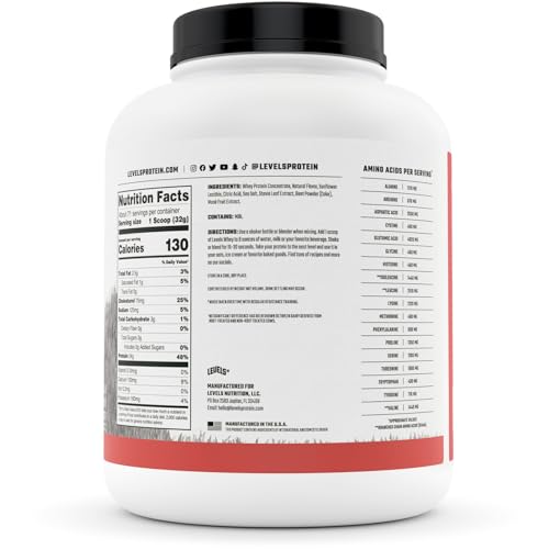 Levels Grass Fed 100% Whey Protein, No Hormones, Strawberry, 5LB Levels NutritionUS supplements