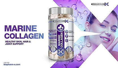 Marine Collagen 1000mg Tablets + Vitamin C (2 Month Supply / 60 High Strength Capsules) Biopharm-XUS supplements
