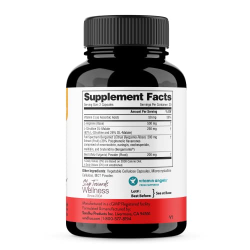 Sandhu's L-Arginine with Nitric Oxide Precursor | Made in The USA| 30 Days Supply Sandhu'sUS supplements