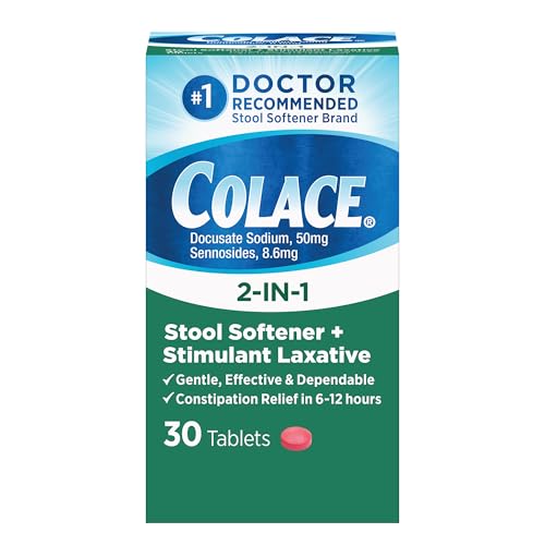 Colace 2-In-1 Stool Softener & Stimulant Laxative Tablets, Gentle Constipation Relief in 6-12 Hours ColaceAu supplements