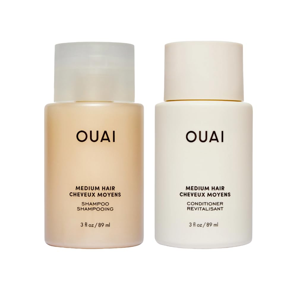 OUAI Medium Hair Shampoo & Conditioner Set, Travel Size - Hydrating Shampoo & Conditioner - With Coconut Oil, Babassu, Kumquat Extract & Keratin - Sulfate, Paraben & Phthalate Free (3 Oz) OUAIAu supplements