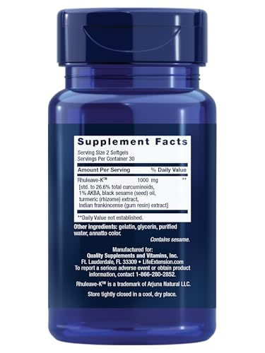 Life Extension Fast Acting Relief, Black Sesame Seeds, Turmeric, Boswellia, Joint Support Supplement, Quick Relief for discomfort in Bones, Joints & Muscles, Gluten-Free, Non-GMO, 60 softgels Life ExtensionAu supplements