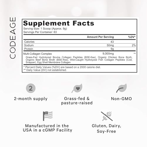 Code Age Multi-Collagen Protein Powder Hydrolyzed 20Oz All-in-One Super Bone Broth CodeageAu supplements