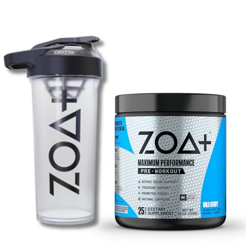 ZOA+ Pre-Workout Powder & Shaker Bottle Bundle, Wild Berry ZOAAu supplements