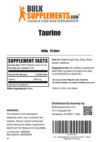 BULKSUPPLEMENTS.COM Taurine Powder - Taurine Supplement, Taurine 2000mg BULKSUPPLEMENTS.COMUS supplements
