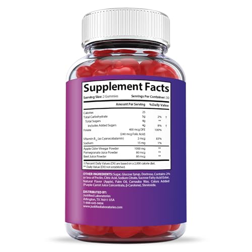 Justified Laboratories True Form Keto ACV Gummies 1000MG Vegan Non GMO Justified LaboratoriesUS supplements