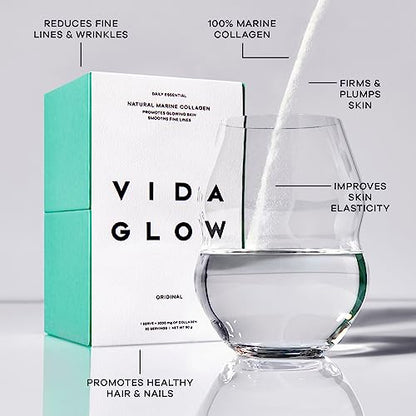 Vida Glow - Natural Hydrolysed Marine Collagen Sachets | Promotes Glowing Skin + Smooths Fine Lines Vida GlowUS supplements