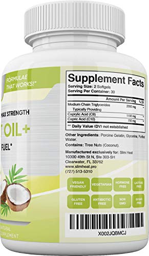 Slim Heat Keto MCT Oil Capsules with C8 & C10 - Fast Acting Ketosis Brain & Body Fuel Slim HeatAu supplements