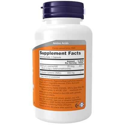 NOW Supplements, NAC (N-Acetyl Cysteine) 600 mg with Selenium & Molybdenum NOWUS supplements