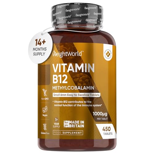 Vitamin B12 Tablets High Strength – 1000mcg Vegan B12 Supplement – 450 Pure Methylcob WeightWorldUS supplements