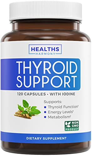 Thyroid Support with Iodine - 120 Capsules (Non-GMO) Healths HarmonyUS supplements