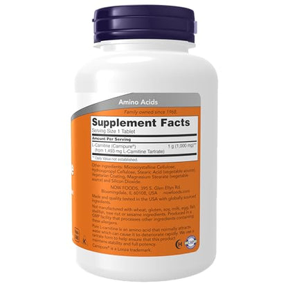 NOW Supplements, L-Carnitine 1,000 mg, Purest Form, Amino Acid, Fitness Support NOWUS supplements