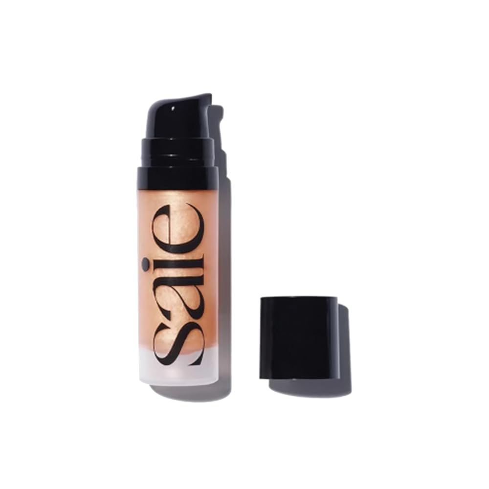 Saie Mini Glowy Super Gel Lightweight llluminator & Makeup Primer - Sunglow (0.5 oz) + Dew Blush - Lightweight Liquid Blush with a Blendable + Buildable Cream Finish - Cutie (.40 oz) SaieAu supplements