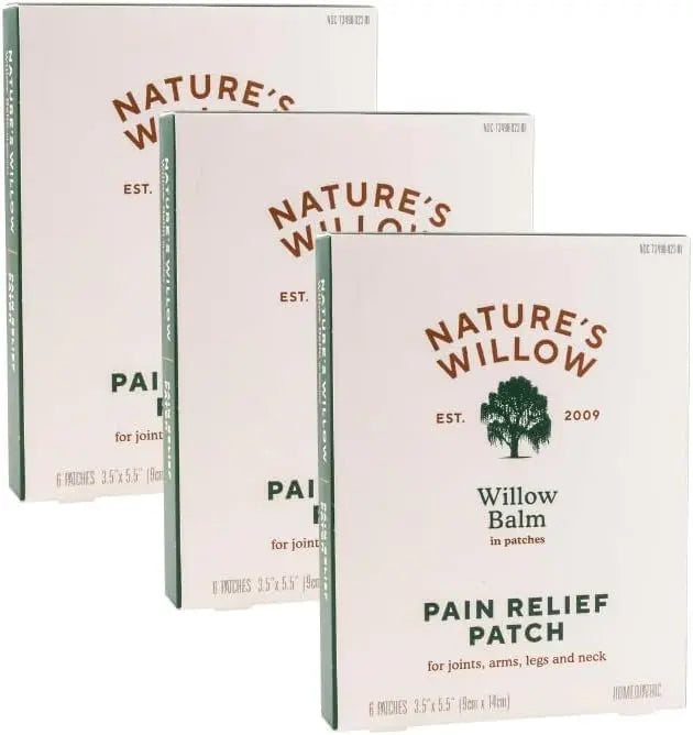 Nature's Willow Natural Pain Relief Patches for Muscles & Joints | Fast-Acting with White Willow Bark | Free from Artificial Fragrances & Dyes | 6 Patches per Pack (3-Pack) Nature's WillowAu supplements